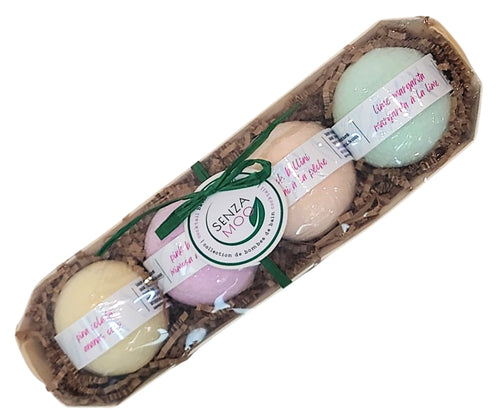 Treat yourself or someone special, to a relaxing, luxurious retreat with this set of four Ladies' Night Cocktail inspired Coconut Milk Bath Bombs. Each one is handcrafted with a fun and refreshing cocktail scent and nourishing coconut milk to help soothe and moisturize your skin. Enjoy the ultimate bubbly pampering experience!