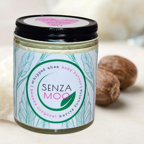 With raw, unrefined shea butter as the primary ingredient, our all natural whipped body butter is rich and highly effective in hydrating and moisturizing the skin. It is the ideal choice for after bath skincare, requiring only a small amount for maximum benefits. Lightly scented with the comforting scent of frankincense.