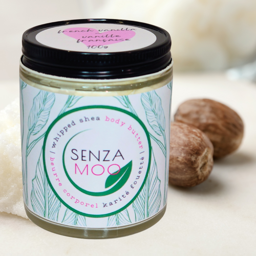 With raw, unrefined shea butter as the primary ingredient, our shea whipped body butter is rich and highly effective in hydrating and moisturizing the skin. It is the ideal choice for after bath skincare, requiring only a small amount for maximum benefits. Features a pleasant, alluring scent of French vanilla.