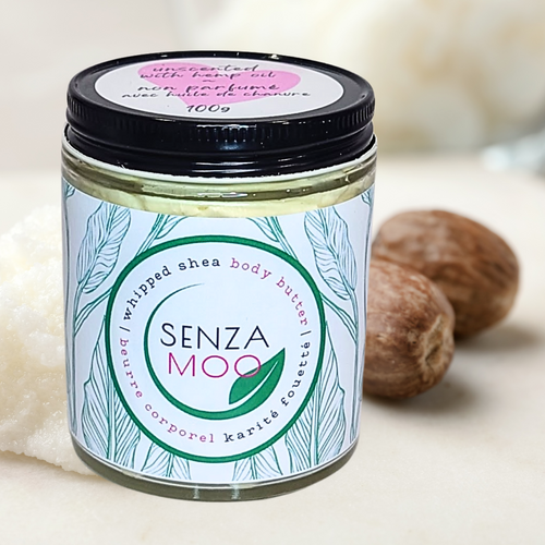 With raw, unrefined shea butter as the primary ingredient, our all natural whipped body butter is rich and highly effective in hydrating and moisturizing the skin. It is the ideal choice for after bath skincare, requiring only a small amount for maximum benefits. Formulated with hemp seed oil, this body butter is a perfect option for those with sensitive skin.