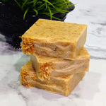 Pink Grapefruit & Calendula with Quinoa Milk Plant-Based Soap Bar. This all natural, palm free, plant-based soap bar has a refreshing citrus scent and is packed with skin loving ingredients. Quinoa is rich in nutrients that benefit the skin and calendula petals are added for light exfoliation.